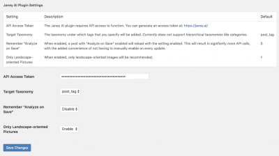 Janey AI Plugin Settings